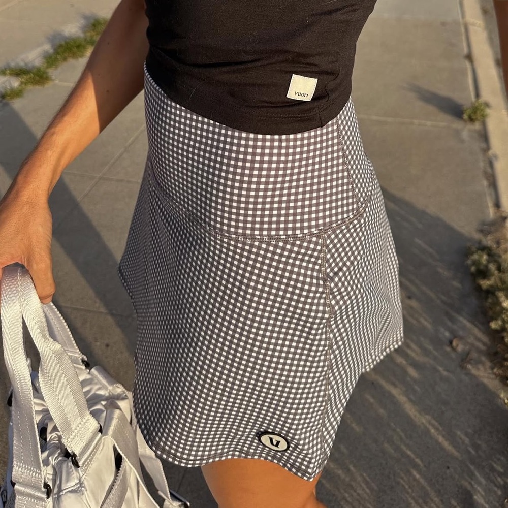 Vuori Black and White Checkered Mini Skirt